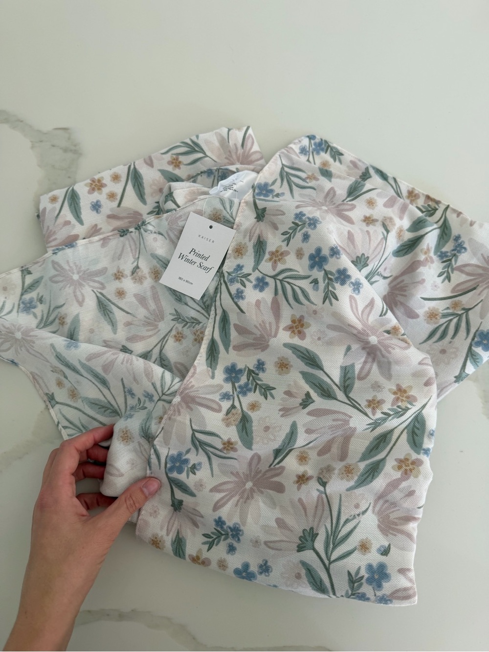 Floral Print Scarf in Soft Pastels